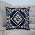 thumbnail image 4 of 20x20 Pillow Covers Set of 2, Navy Blue Brown Boho Throw Pillow Covers Decorative Couch Cushion Case, Vintage Geometric Southwestern Microfiber Square Pillowcases for Bedroom Car Living Room, 4 of 7