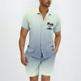 thumbnail image 2 of USNSM Men's Hawaiian Gradient Coconut Tree Print Beach Lapel Button Closure With Pockets Shirt Short Sleeve Drawstring Shorts Set Blue S, 2 of 5