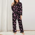 thumbnail image 2 of Yiaed Breast Cancer Awareness Print Pajamas Women's Long Sleeve Sleepwear Soft Button Down Loungewear Pjs Lounge Set Nightwear Womens Pajama Pants-Large, 2 of 7