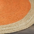 thumbnail image 3 of Avgari Creation Handmade Natural Jute Rug Round Area Rug Rug for Home Decor (7 Feet Round (84x84 Inches), Orange + Beige Border), 3 of 4