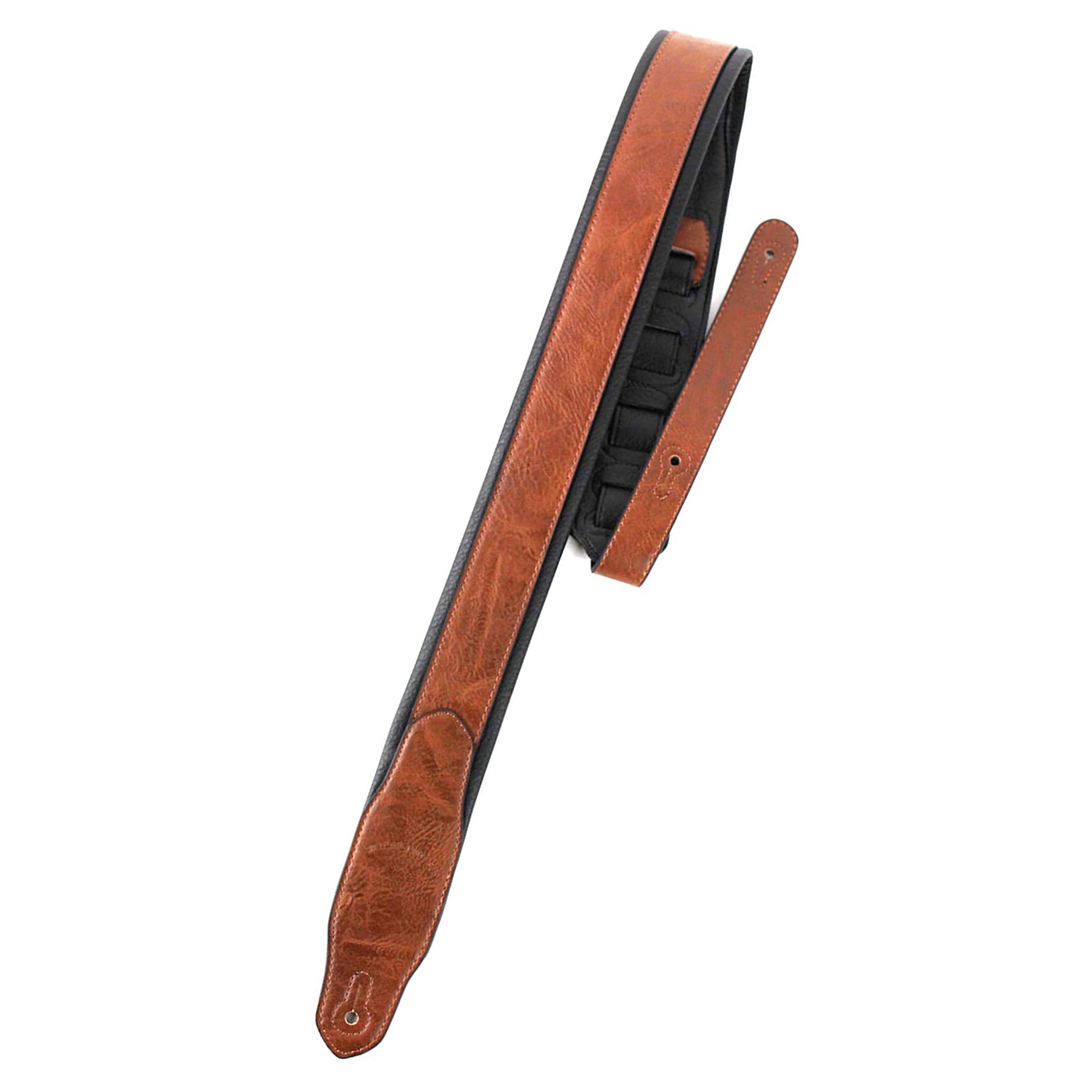 Walker & Williams G-102 Dark Harness Tan Guitar Strap with Padded Glove Leather Back