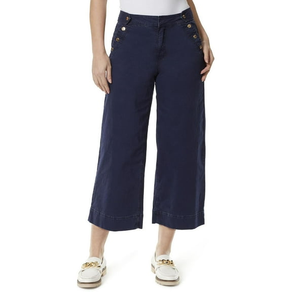 Anne Klein Womens Sailor Twill High Rise Cropped Pants
