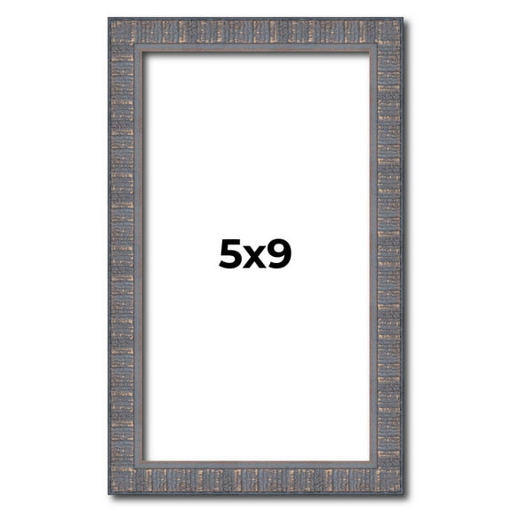 5x9 Frame Slate Blue Distressed Rustic Solid Wood Picture Frame | 0.75 Inch Moulding Width |