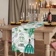 thumbnail image 2 of Table Runners 72 Inches Long Dress Scarves, Happy Birthday Farmhouse Kitchen/Dining Table Runner, Coffee Tablerunners, Green Dress Crown Carriage Flowers Butterfly 13x72 Inch, 2 of 9