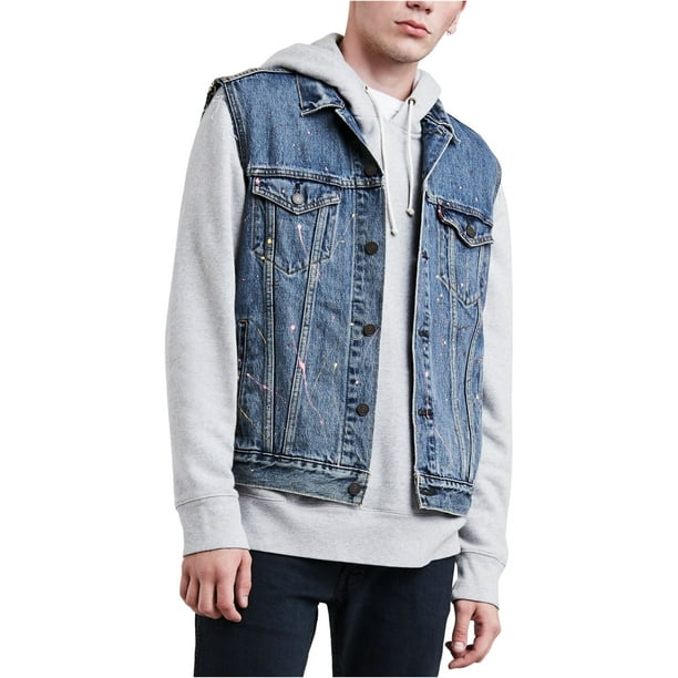 Levi s Trucker Denim Chaleco para hombre azul mediano Levis Chaleco de mezclilla Walmart en linea