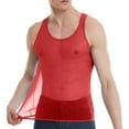 thumbnail image 2 of VBTAPA Men's See Through Tank Top Sheer Mesh Shiny Crop Top Sleeveless Stretchy Muscle Shirts Red XL, 2 of 6