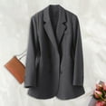 thumbnail image 3 of Women Suit Coat Lapel Long Sleeve Double Breasted Suit Jacket with Pockets Solid Color Loose Fit Office Lady Coat Workwear, 3 of 8