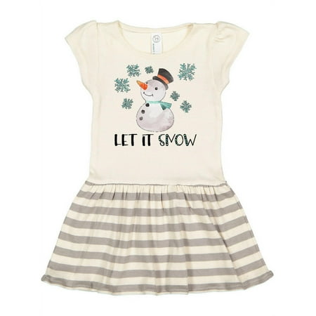 

Inktastic Let It Snow Cute Snowman in Hat and Scarf Gift Toddler Girl Dress
