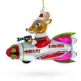 thumbnail image 3 of Deer Cameraman Aboard Space Rocket Glass Christmas Ornament, 3 of 4