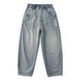 thumbnail image 3 of Huowey Baby Boys Baggy Jeans Straight Leg Jeans With Pockets Elastic Waist Distressed Ripped Denim Pants With Holes， Soft Dailywear, 8-10 Years, 3 of 9