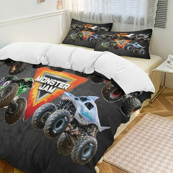 Monster Trucks-Jam Comfortable 3-Piece Bedding Set Pillow Case Bed Duvet Cover Pillowcases