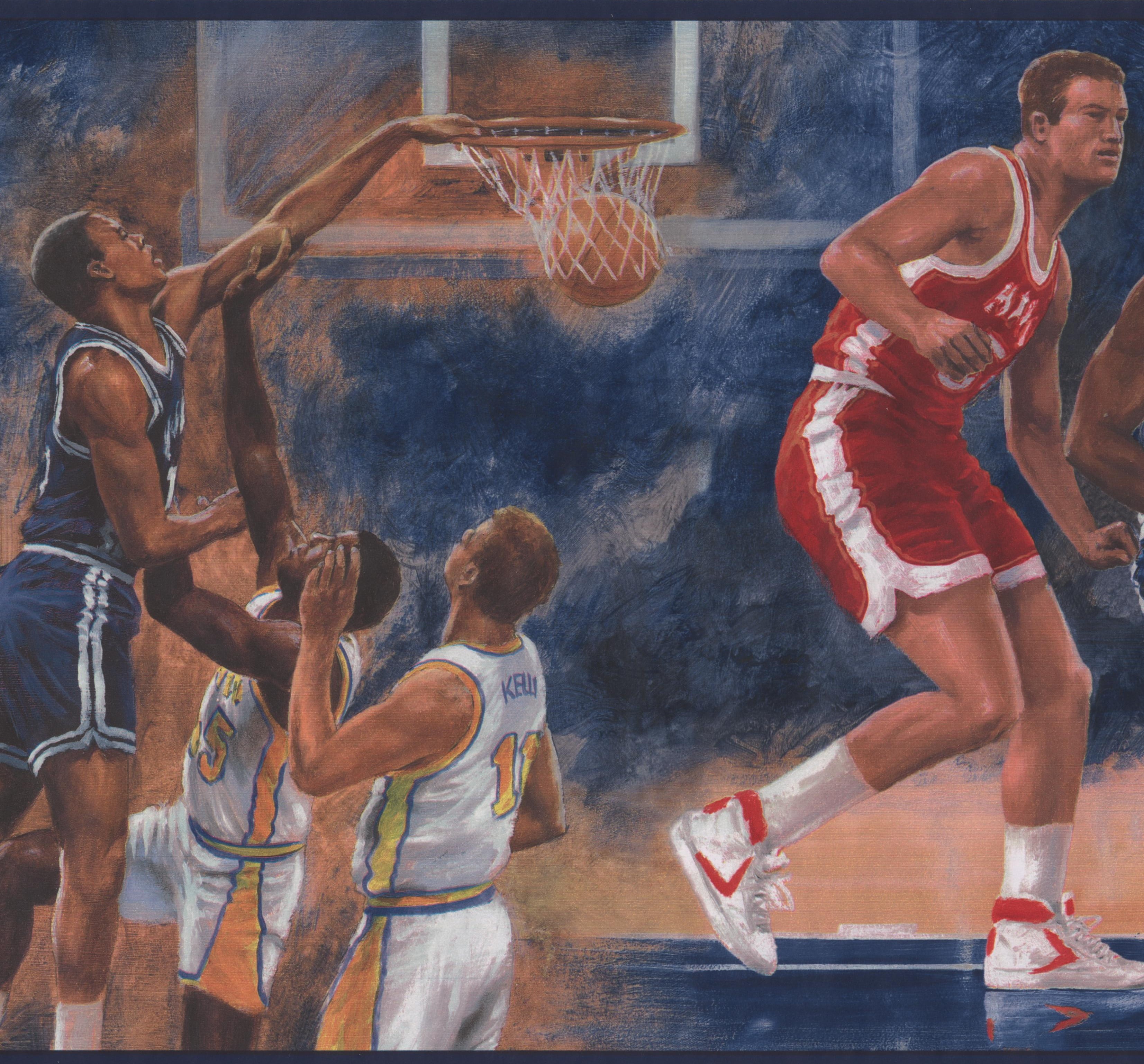 Wallpaper Border Vintage Basketball Game Sports Wall Border Retro