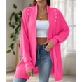 thumbnail image 4 of Women Fall Winter Long Sleeve Cardigan Open Front Solid Color Block Fashion Loose Knit Sweater Rose Size, 4 of 10