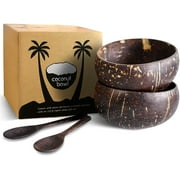 Traverse Supply Co Jumbo Coconut Bowls and Wooden Spoons, 2 Sets, Polished