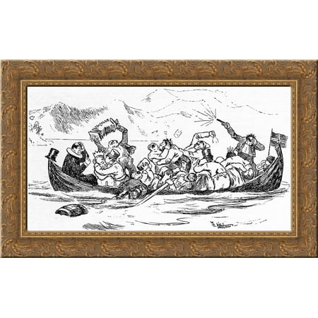 - Brudeferden I Hardanger 24x16 Gold Ornate Wood Framed Canvas Art by Theodor Severin Kittelsen