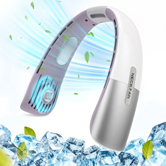 Nogroa Portable Neck Fan, Hands-Free Personal Fan with 5 Speeds Wearable Bladeless Fan Whisper-Quiet Rechargeable Fan Perfect for Home, Sports, Travel