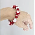 thumbnail image 3 of Polka Dots Glass Beaded Stretch Bracelet, Red Bracelet, Valentine Mother's Day Christmas Birthday Gift Idea, 1 pc, 3 of 10