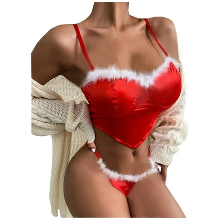 

IROINNID Sexy Lingerie Set For Women V-Neck At Hip Christmas Sexy Furry Two-Piece Sexy Christmas Clothes Sexy Lingerie Thong