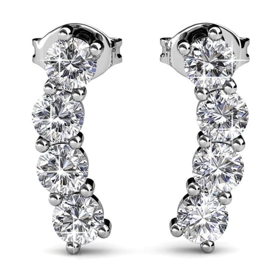Cate & Chloe Aubree 18k White Gold Plated Drop Earrings with Swarovski Crystals Gift for Women