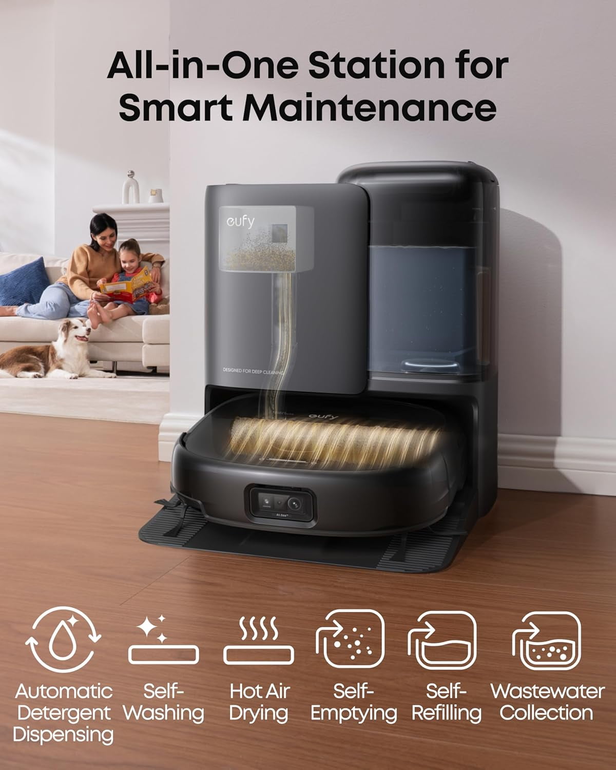 eufy Robot Vacuum Omni E25, HydroJet™ System , Turbo Suction