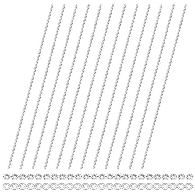 Uxcell 12-Pack Fully Threaded Rod, M4x350mm 304 Stainless Steel Right Hand Thread Bar Studs with Hex Nuts and Washers