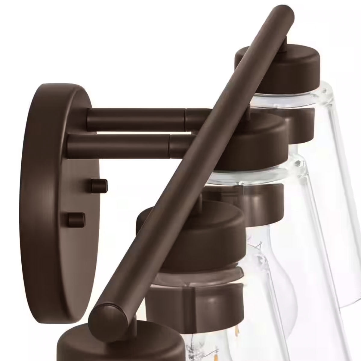 Ceybo 4-Light Bathroom Vanity Light, Bronze Fixture with Clear Glass Shades – Dimmable, Multi-Mount, E26 Base