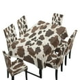 thumbnail image 6 of Xoenoiee Brown Cow Print Rectangle Christmas Tablecloth Chair Cover Set Table Covers 82x55 Inches Table Cloth 4 Pieces Chair Cover for Kitchen Dining Room Decorative, 6 of 6