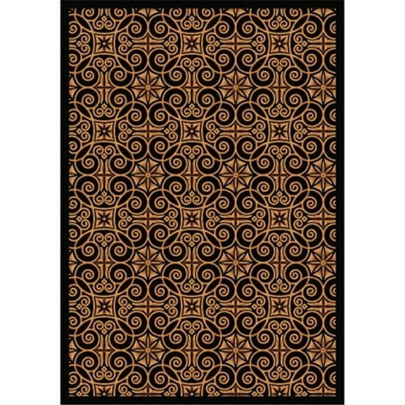Any Day Matinee Antique Scroll Rectangle Theater Area Rugs  01 Black - 5 ft. 4 in. x 7 ft. 8 in.