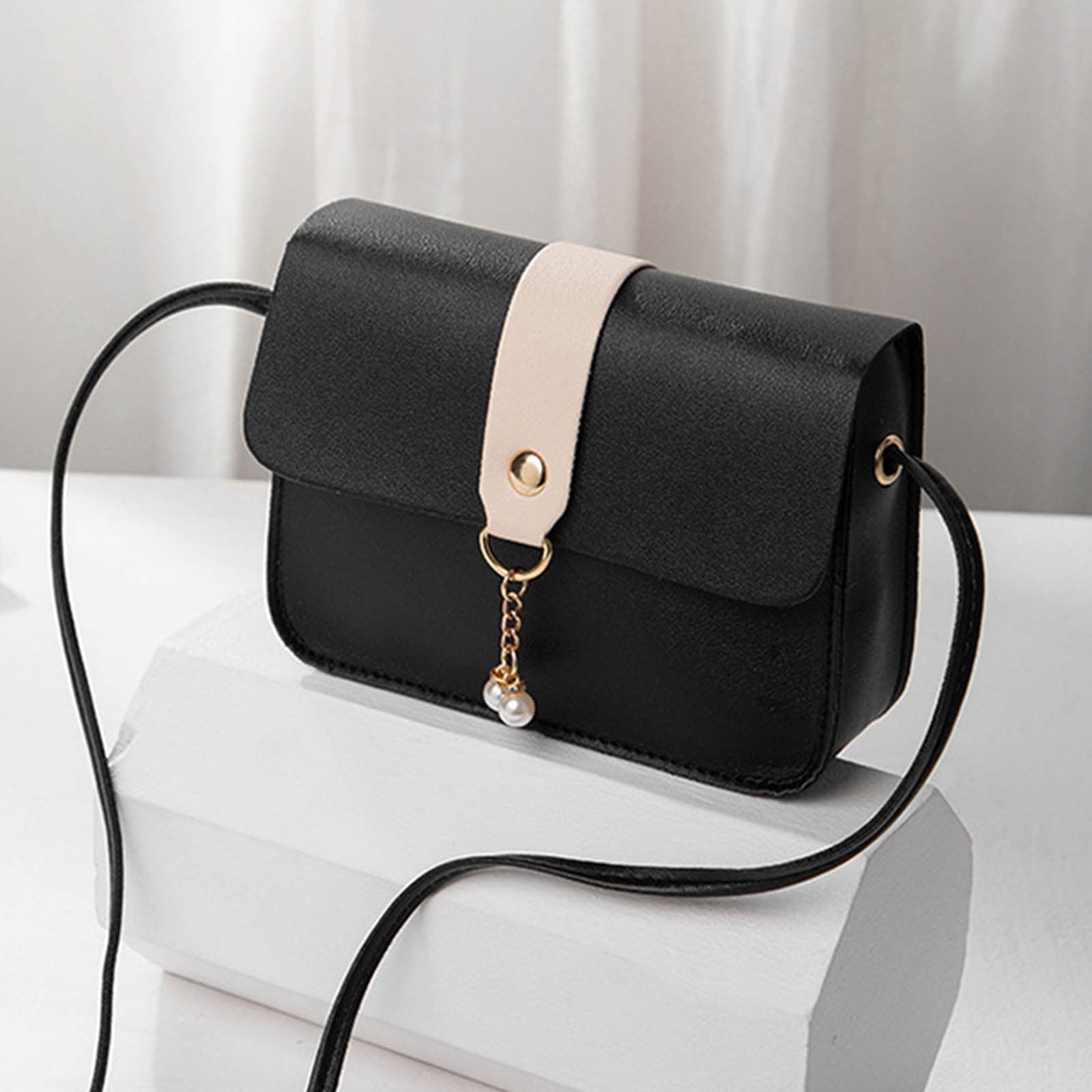 XMMSWDLA Small Shoulder Chain Bag Color Block Crossbody