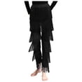 thumbnail image 4 of Kaerm Fringe Latin Dance Pants for Women Multi-Layer Tassel Ballroom Latin Tango Dance Trousers Black L, 4 of 6