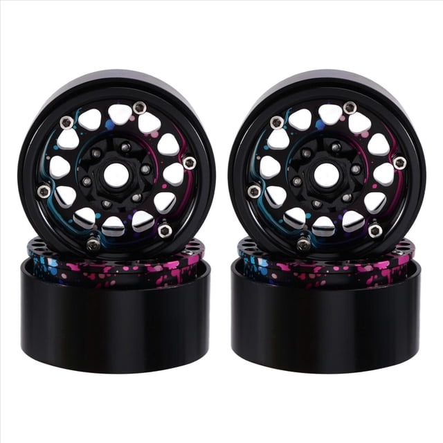 Rueda Beadlock de 1,9 Pulgadas con Llanta Arcoíris para Coche RC Crawler TRX4 SCX10 SCX10 D90 CC01 1/10