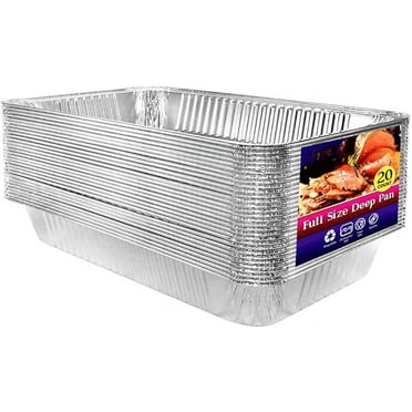 Aluminum Deep Foil Pans Full Size, Large Disposable Roasting & Baking Pan, 21"x13" (20 Pack) Extra Heavy Duty Chafing Trays for Hotels, Restaurants, Caterers, Steam Table, Buffets & Bakeware