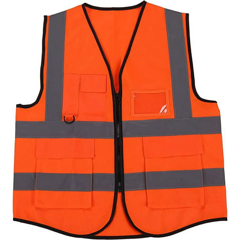 Orange safety top vest with zipper