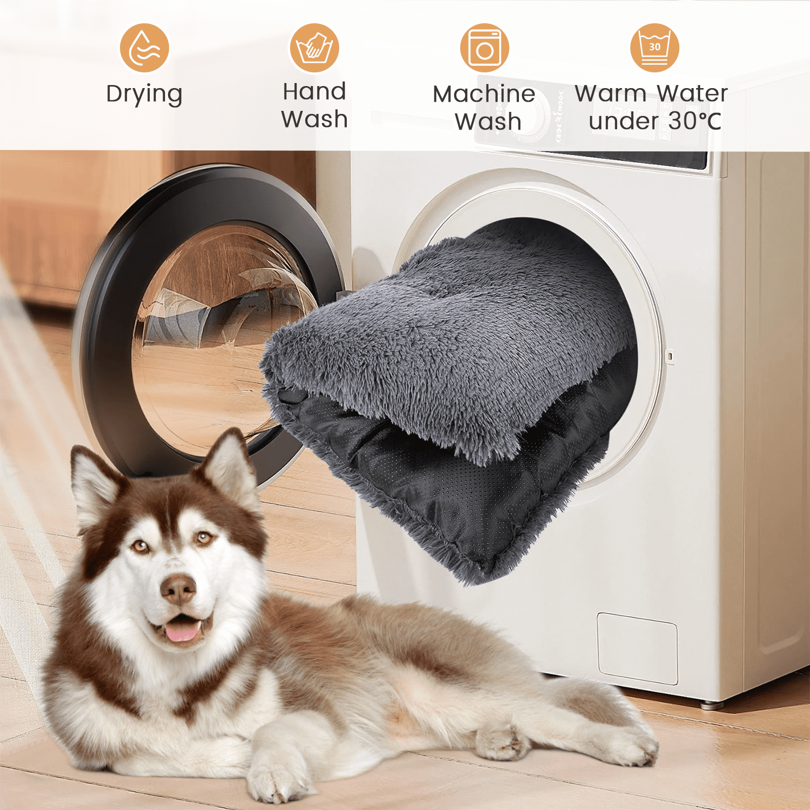 CshidWorld Large Dog Bed, Plush Dog Cage Bed with Non-Slip Bottom, Washable Dog Mat for Large and Medium Dogs, Supports up to 90 lbs, 43 x 30 Inches, Gray