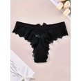 thumbnail image 2 of Tanga de encaje con lazo, bragas transparentes de cintura baja y elasticidad media, lencería y ropa interior femenina, 2 of 5