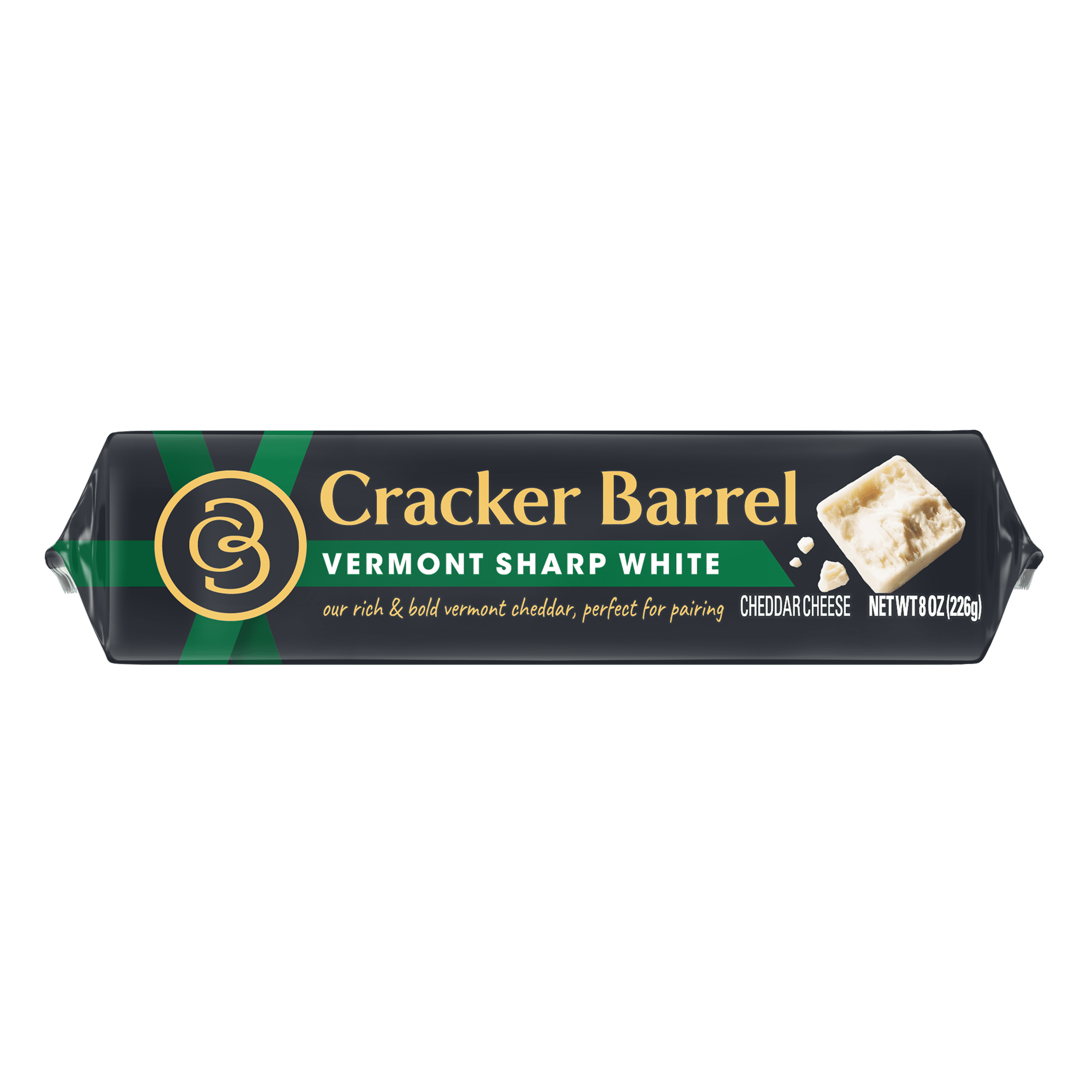 Cracker Barrel Vermont Sharp White Cheddar Cheese, 8 oz Block