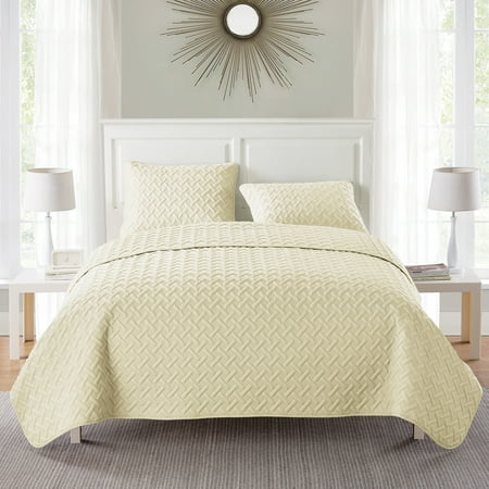 VCNY Home Nina 2-Piece Ivory Geometric Quilt Set, Twin, Adult, Unisex