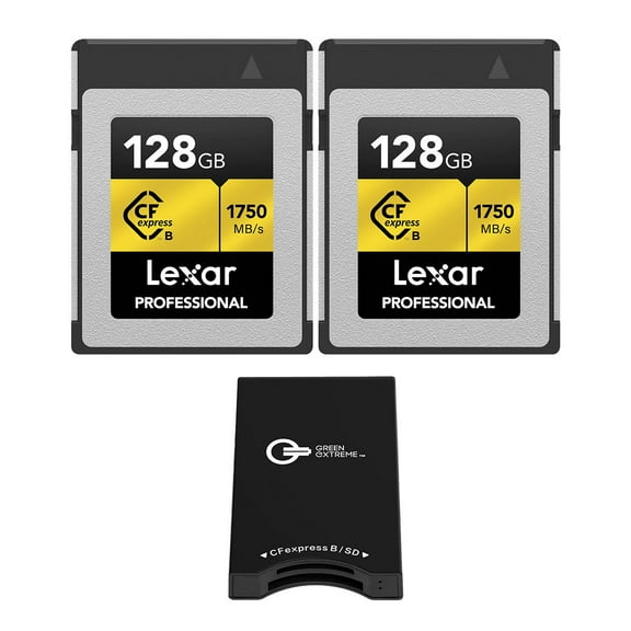 Lexar Gold Series Professional 128GB CFexpress Type-B Memory Card, 2-Pack, Bundle with USB-C Memory Card Reader