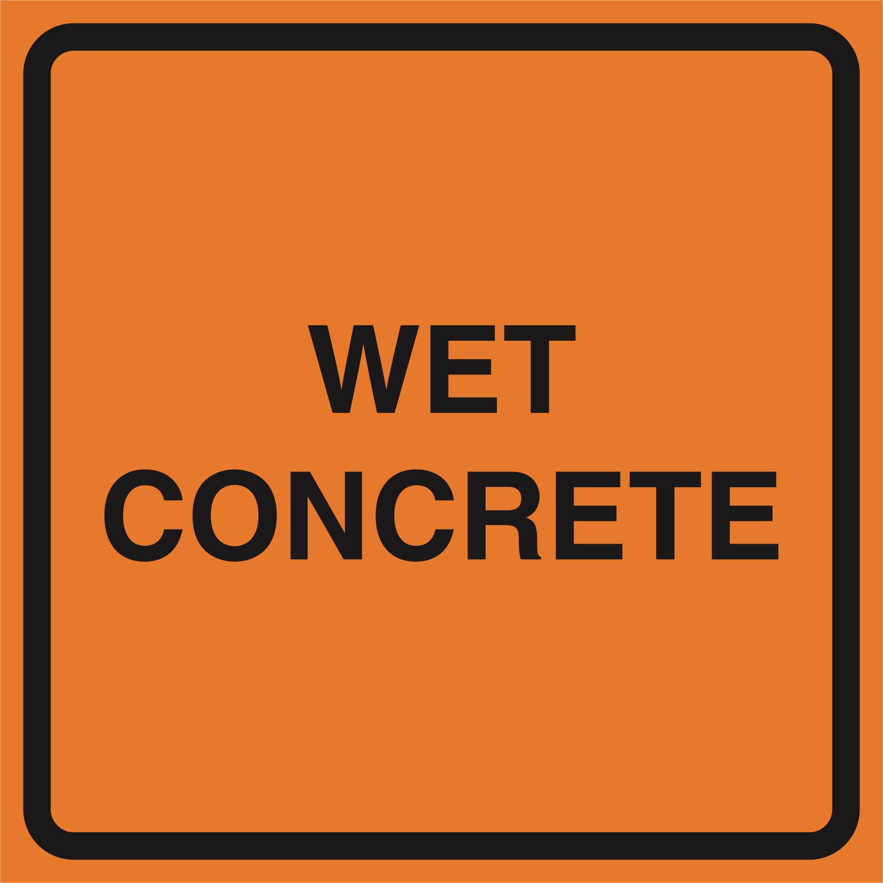 Wet Concrete Orange Construction Work Zone Area Job Site Notice Caution