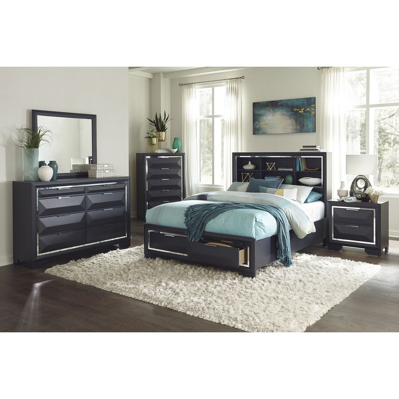 Rosemont Collection Chest with Chrome Banded Midnight Blue Finish