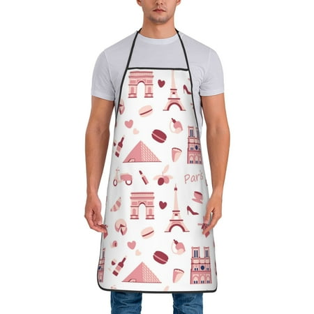 

Apron for Men Women Urban Eiffel Tower Waterproof Chef Kitchen Baking Apron with Long Ties Aprons for Cooking Baking and Gardening Kitchen Collection