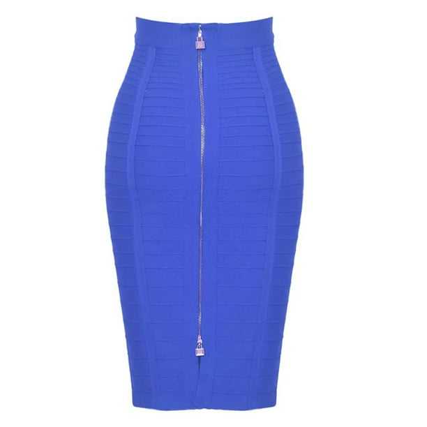 HGYCPP Women High Waist Striped Bandage Knee Length Midi Pencil Skirt Solid  Color Zipper Back Bodycon Stretchy Slim Fit Empire Skirt Party Clubwear  XS-XL - Walmart.com