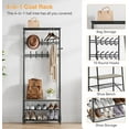 thumbnail image 6 of Coat Rack, 4-In-1 Hall Tree, Entryway Shoe Bench Coat Standwith Metal Frame, 3-Tier Shelf and 10 Hooks for Entryway,Hallway, Bedroom, 6 of 16