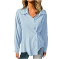 thumbnail image 1 of Women's Button Down Shirts Long Sleeve Collared V Neck Trendy Blouses Loose Fit Business Casual Work Office Tops, 1 of 6