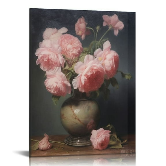 COMIO Vintage Peony Famous Art Botanical Flower Canvas Wall Art Floral Aesthetic Poster Retro Mid Century Modern Gallery Prints Dark Academia Wall Decor For Bedroom Living Room