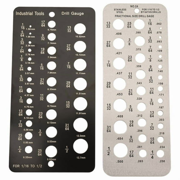 Drill Bit Gauge Fractional Size Gauge,29-Holes Metric for 1/16 Inch to 1/2