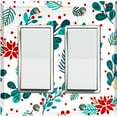 thumbnail image 1 of Metal Light Switch Plate Cover Festive Floral Mistletoe Cranberry Holly Stems XMS008, 1 of 13