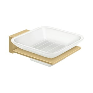 Deltana 55D2012-4 55D Series Frosted Glass Soap Holder Brushed Brass