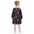 thumbnail image 3 of Girls' long-sleeved dress Pink Purple Bow Heart Girls' A-line dress with ribbed cuffs Soft and comfortable, 3 of 6
