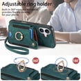 thumbnail image 5 of Dteck for iPhone 16 Case Wallet with Card Holder,Ring Stand,RFID-Blocking PU Leather Protective Magnetic Flip Cover with Wrist Strap for iPhone 16 6.1",Green, 5 of 10